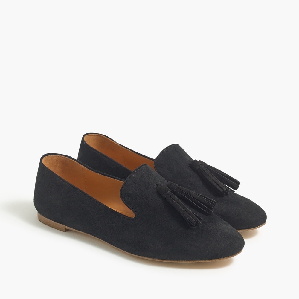 J. Crew Faux-Suede Smoking Loafer-Black